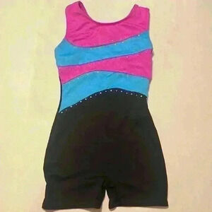 Danskin - SM / 6-6X - Pink/Blue/Black Leotard